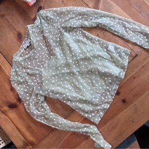 Gianni Bini Green Long Sleeve Wrap Blouse